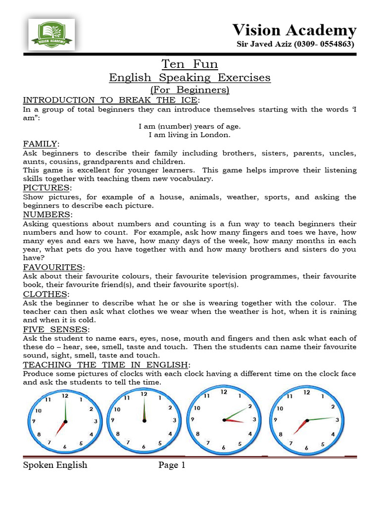 10 Fun Tips For English Speaking Beginners | PDF