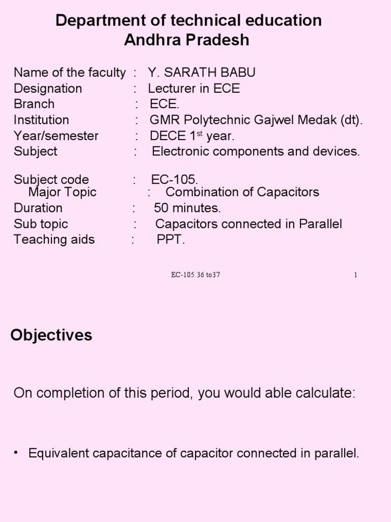 EC105 | PDF | Series And Parallel Circuits | Capacitor