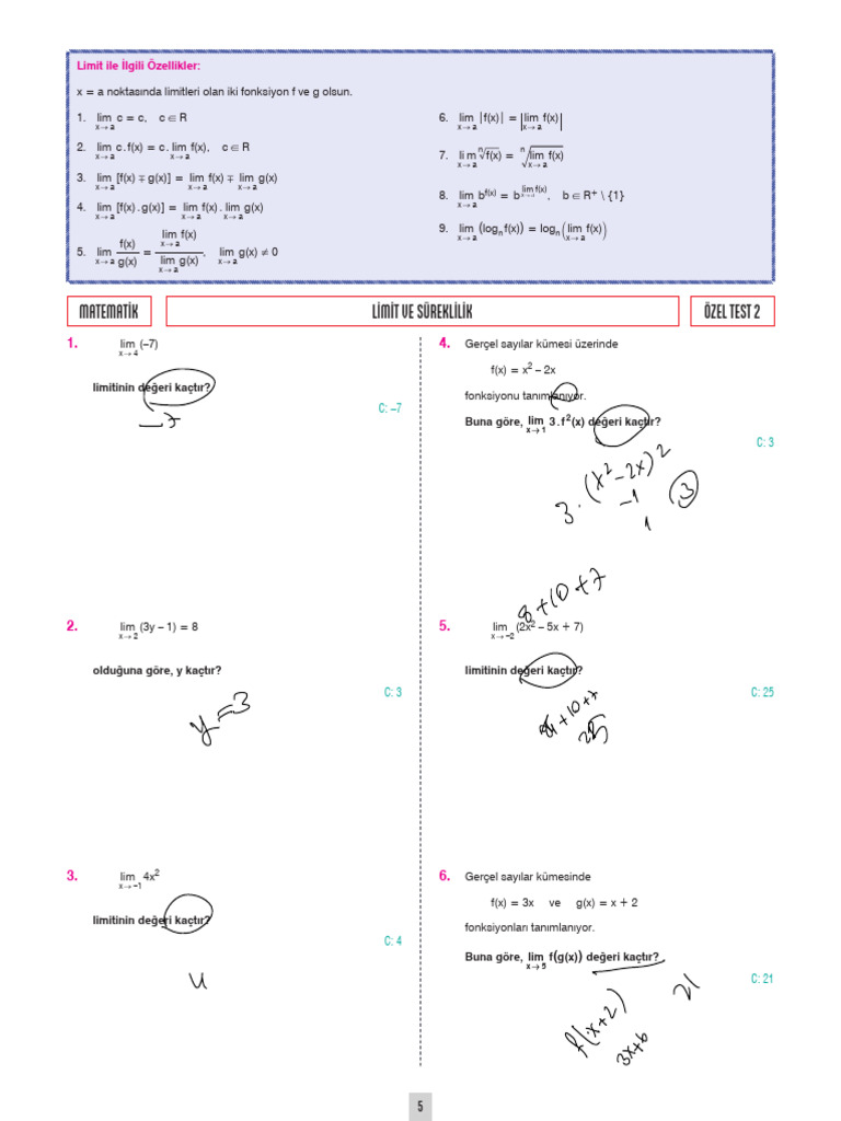 Limit Sureklilik Test2 | PDF