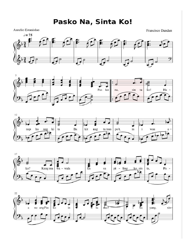 Pasko Na Sinta Ko Piano Sheet | PDF