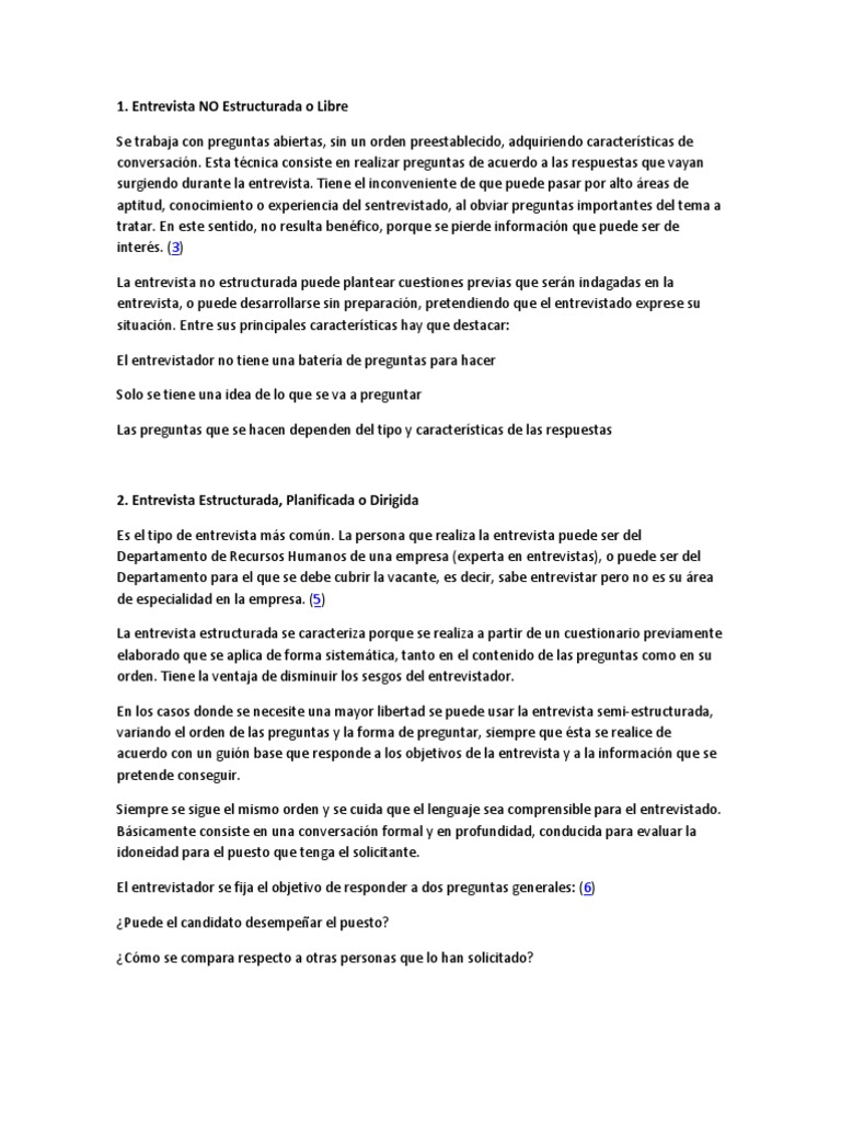 Entrevista No Estructurada (1) Recursos humanos