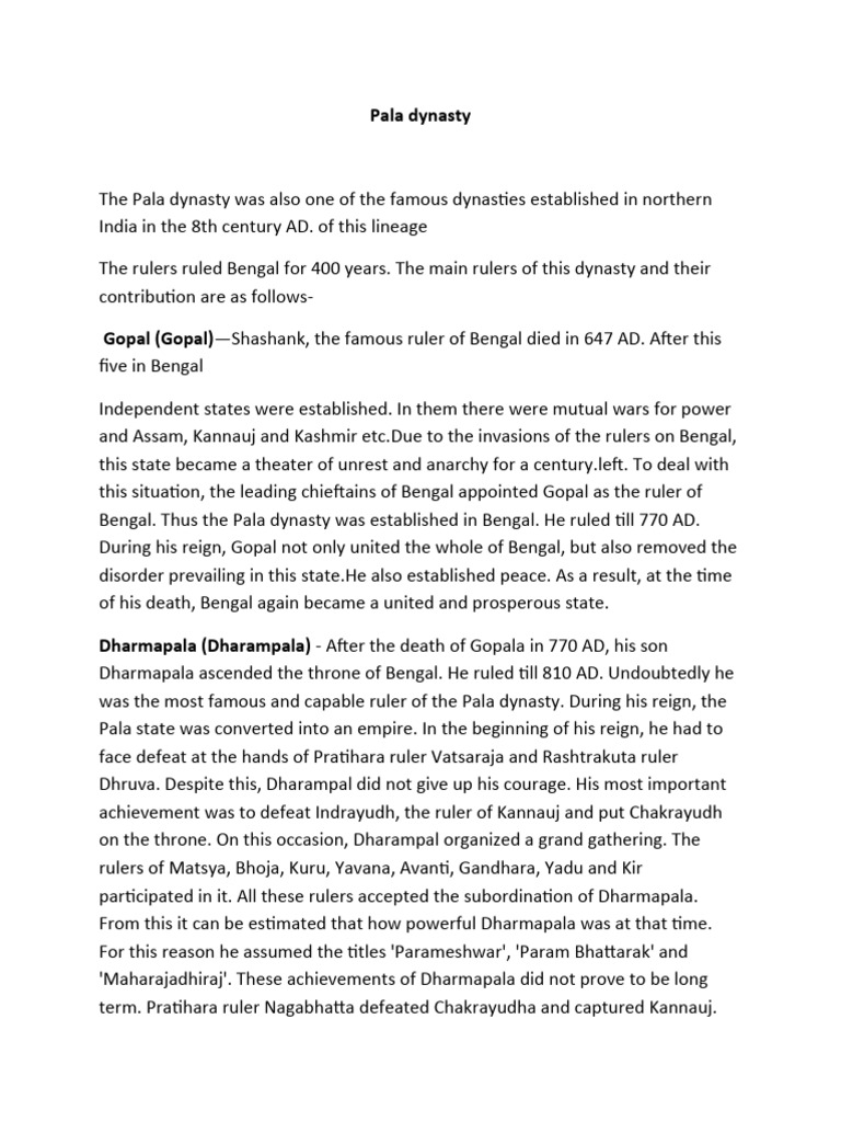 Rise and Fall of the Pala Dynasty | PDF | South Asia
