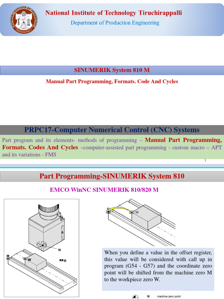 SINUMERIK 810 M Programming Guide | PDF | Drilling | Machining