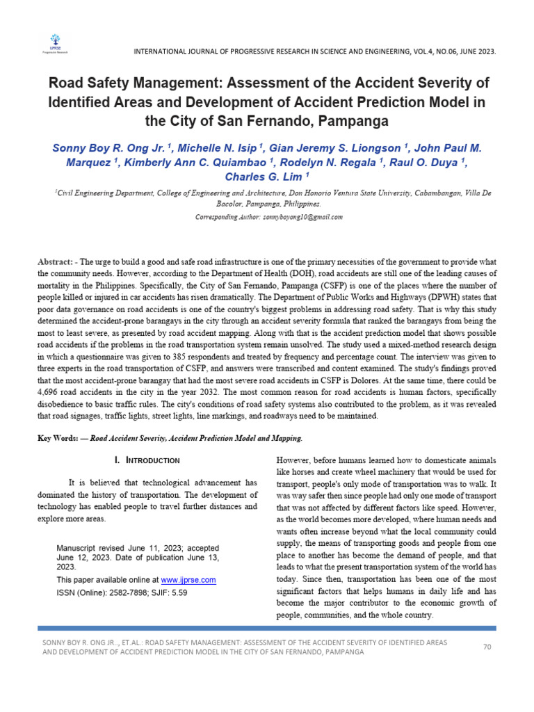 Road Safety Assessment in San Fernando | PDF | Traffic Collision | Traffic