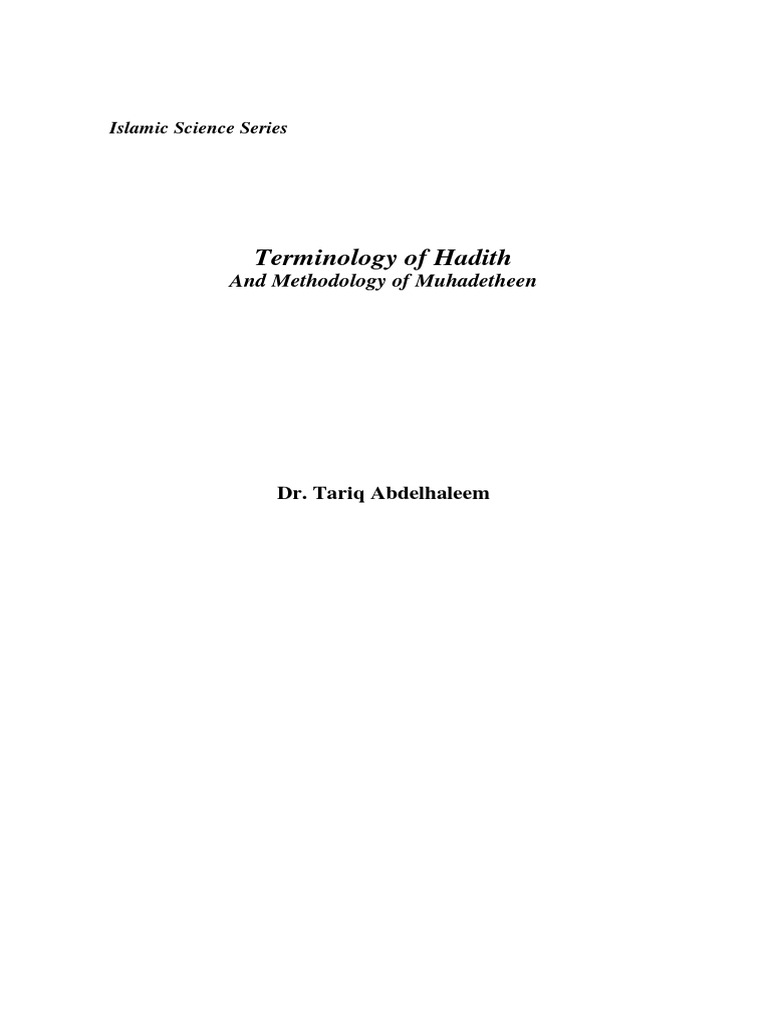 Terminology Of Hadith Pdf Hadith Islamic Philosophy
