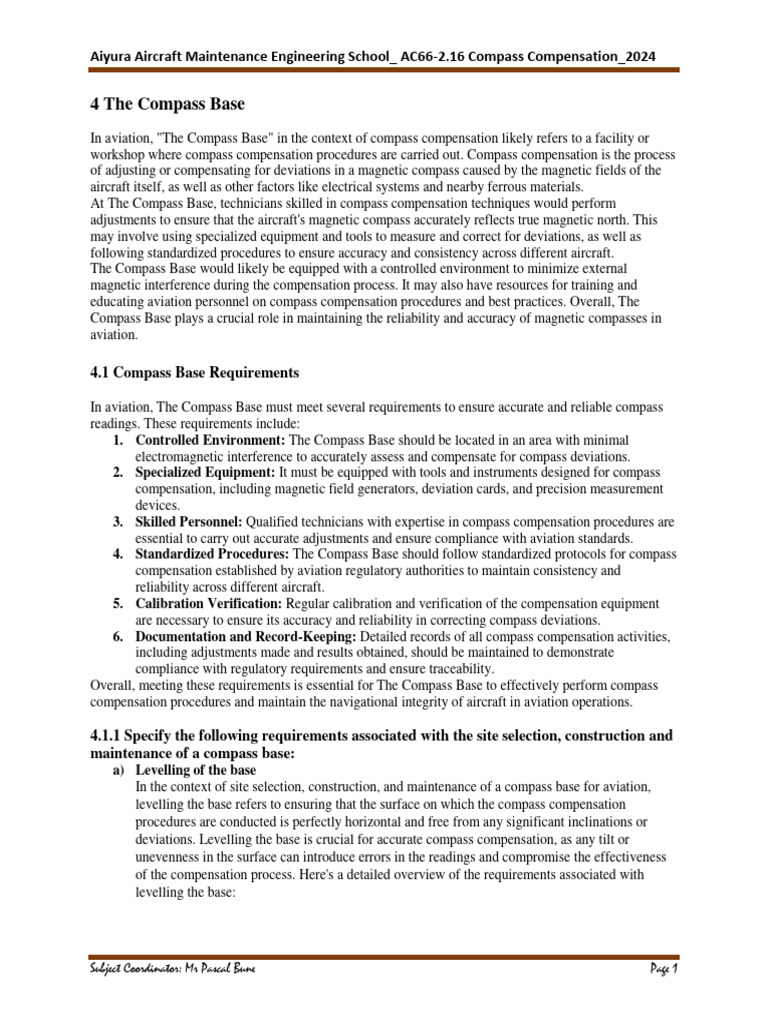 Compass Compensation Procedures in Aviation | PDF | Compass | Flood
