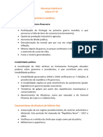 Resumos História A 12ano 2T 1P As Dificuldades Da Primeira República