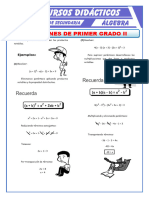 Ecuaciones de 1er Grado Con Productos Notables para Segundo de Secundaria