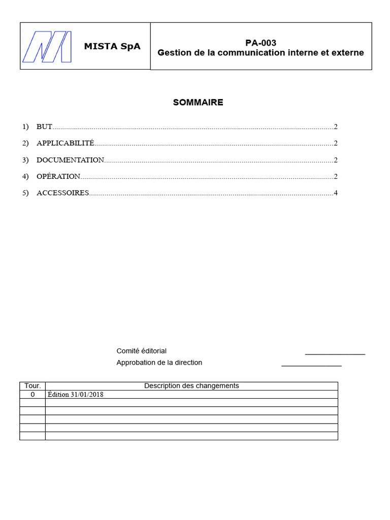 PA - 003 Gestion de La Communication Interne Et Externe | PDF ...