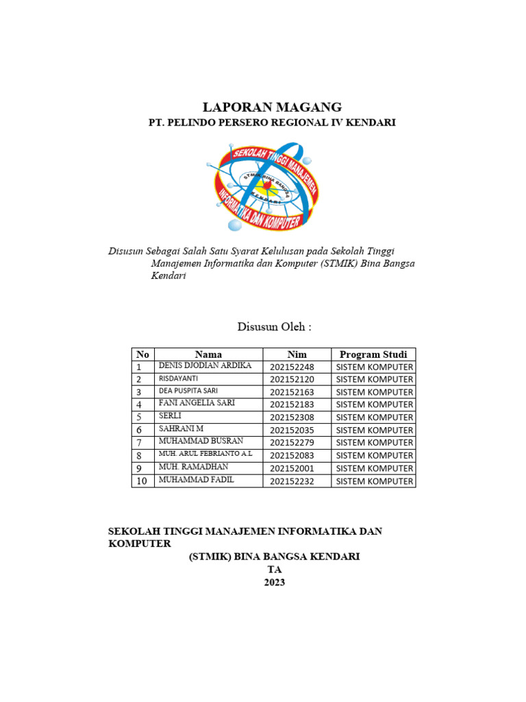 Template Laporan Magang Mahasiswa | PDF