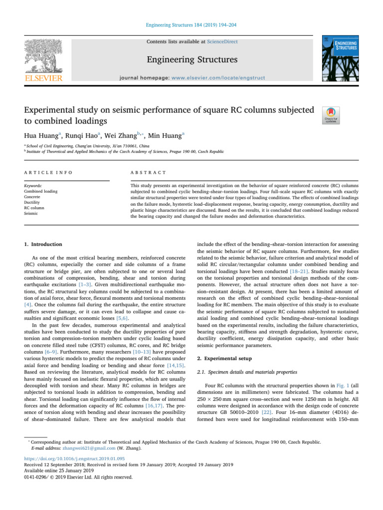 Seismic Performance of Square RC Columns | PDF | Strength Of Materials ...