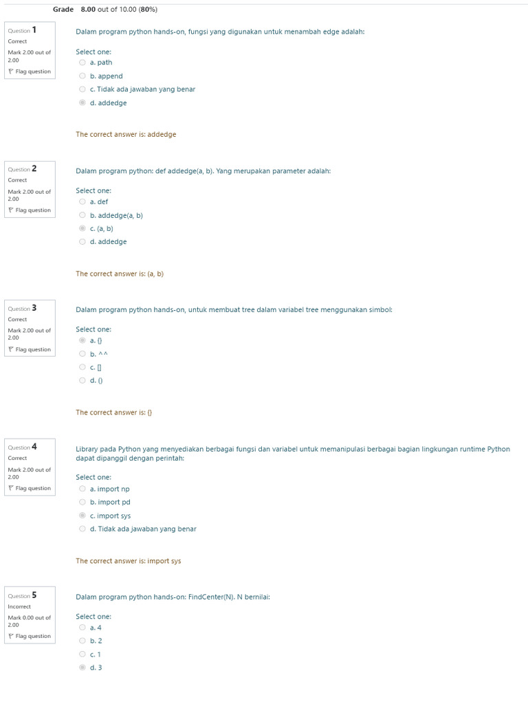 Kuis Pemrograman Python Hands-On | PDF