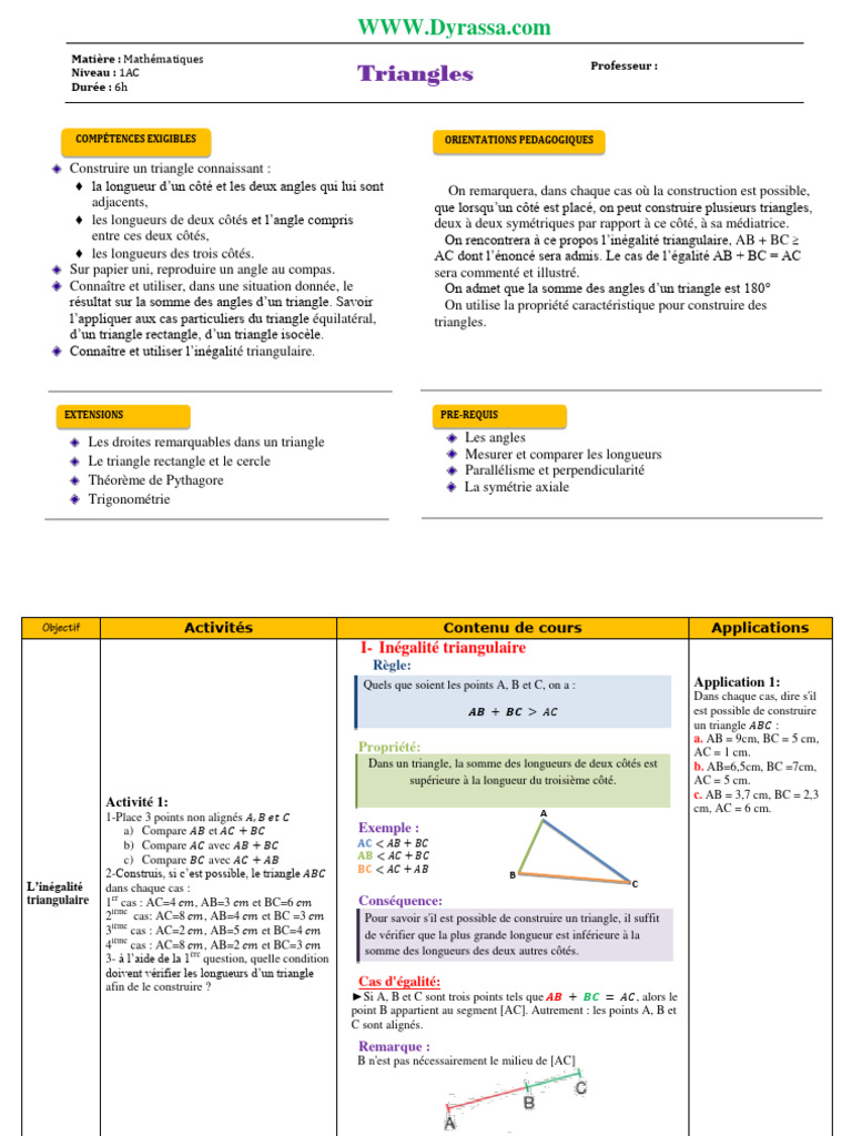 Construction de Triangles en Mathématiques | PDF | Triangle | Géométrie ...