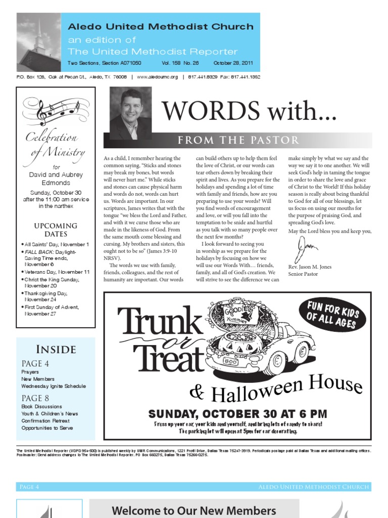 Newsletter - October 14th | PDF | United Methodist Church | Chaplain