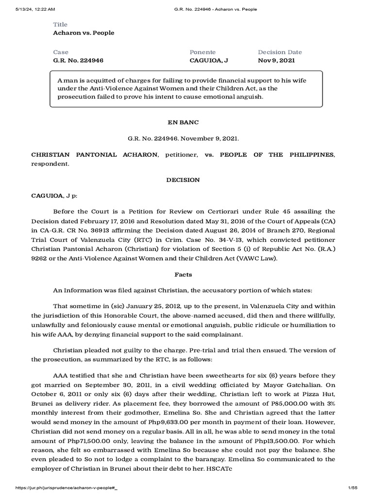 G.R. No. 224946 - Acharon vs. People en BANC | PDF | Mens Rea ...