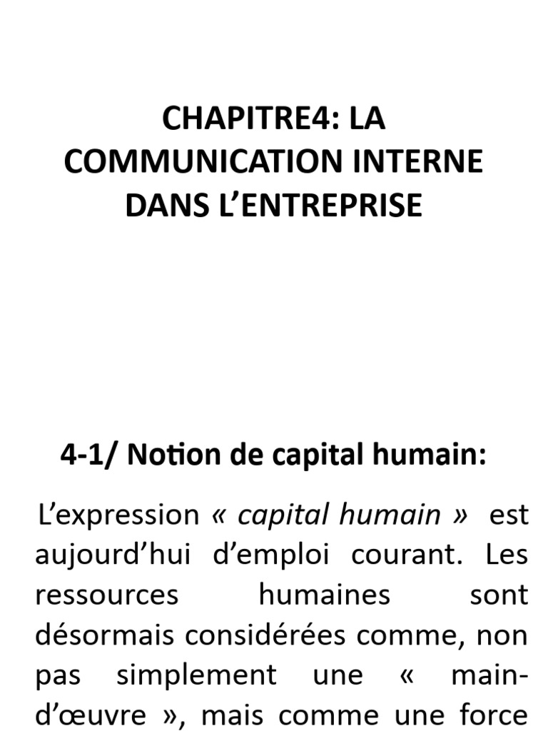 Chapitre 4 La Communication Interne Dans L Entreprise | PDF | Gestion ...
