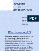 Seminar ON Memory Hierarchy: Presented By: Rohit Sharma 5308114