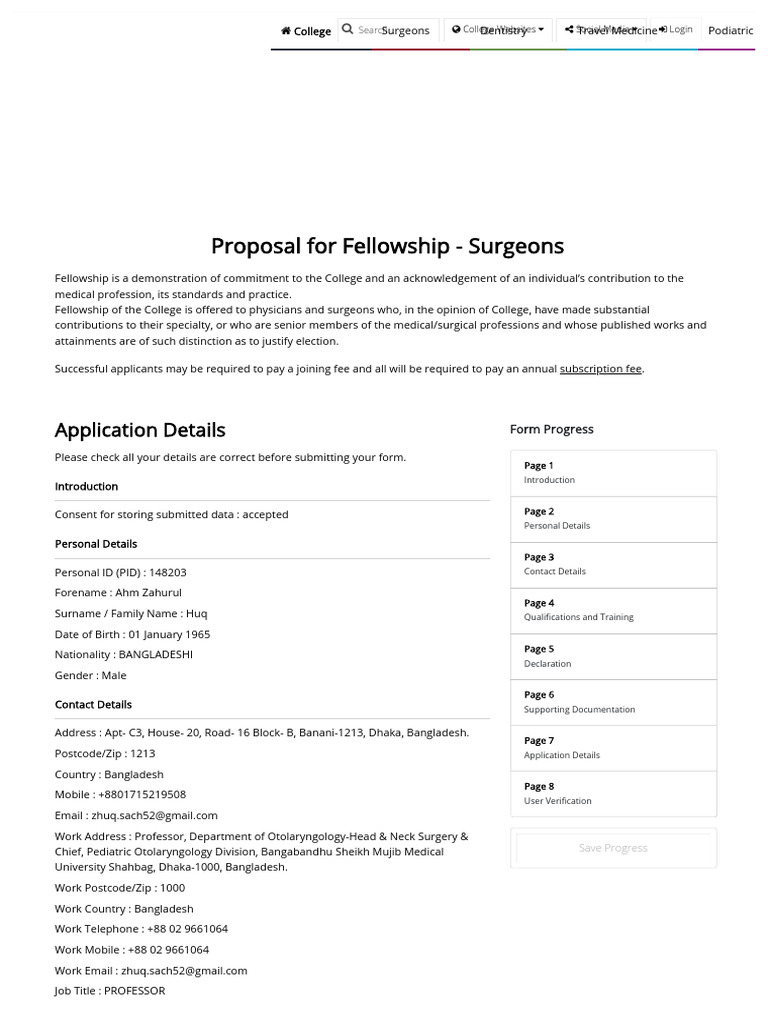 Fellowship Application for Surgeons | PDF | Physician | Surgeon