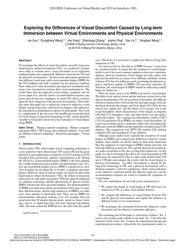 Exploring the differences of visual discomfort caused by long term