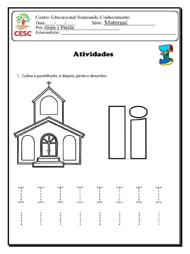 Atividades Maternal Letra I | PDF