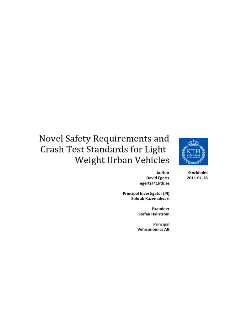 Urban Vehicle Safety Standards | PDF | Traffic Collision | Transport