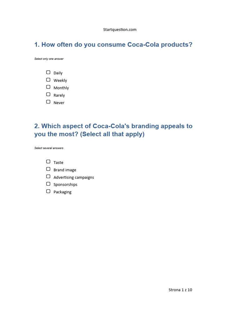 Coca-Cola Brand Perception Survey | PDF | Coca Cola | The Coca Cola Company