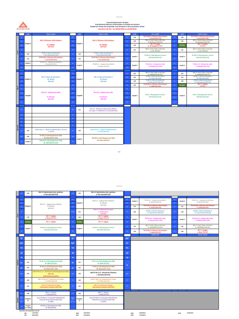 Emploi du Temps S9-S14 2023-2024 | PDF | Gestion informatique ...