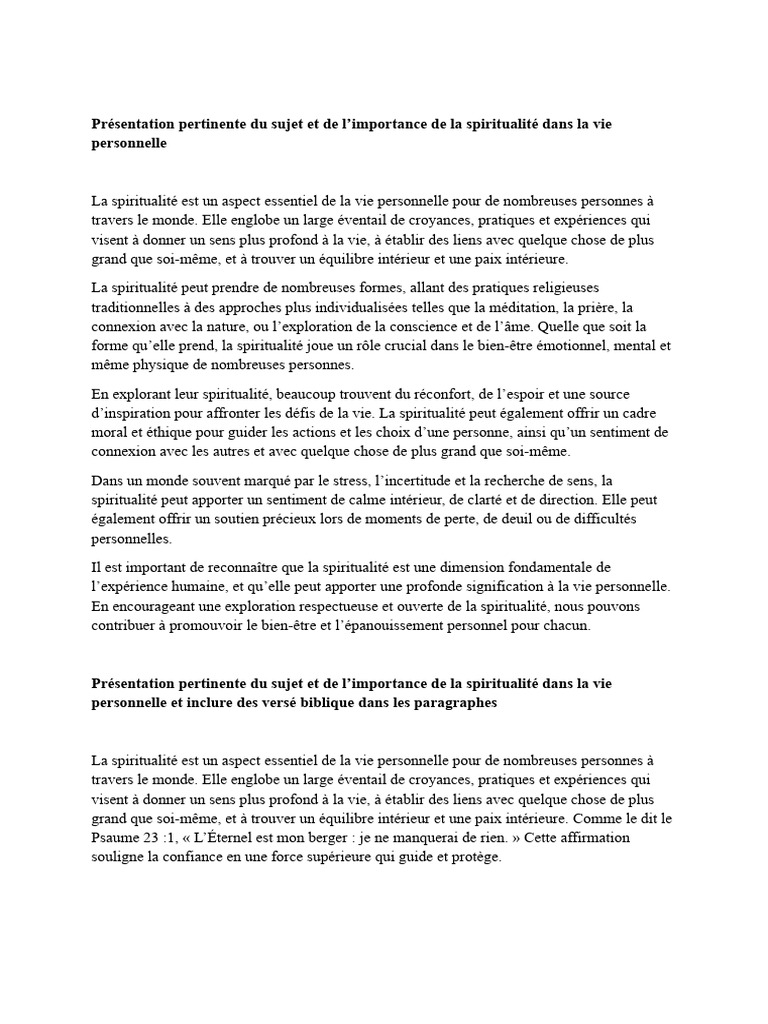 Importance de la spiritualité quotidienne | PDF | Dieu | Spiritualité
