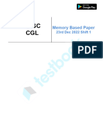 BSSC CGL Memory Based Test (Held On - 23rd Dec 2022 Shift 1) (English)