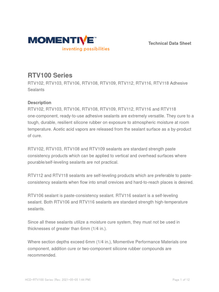 Momentive Silicone | PDF | Silicone | Adhesive