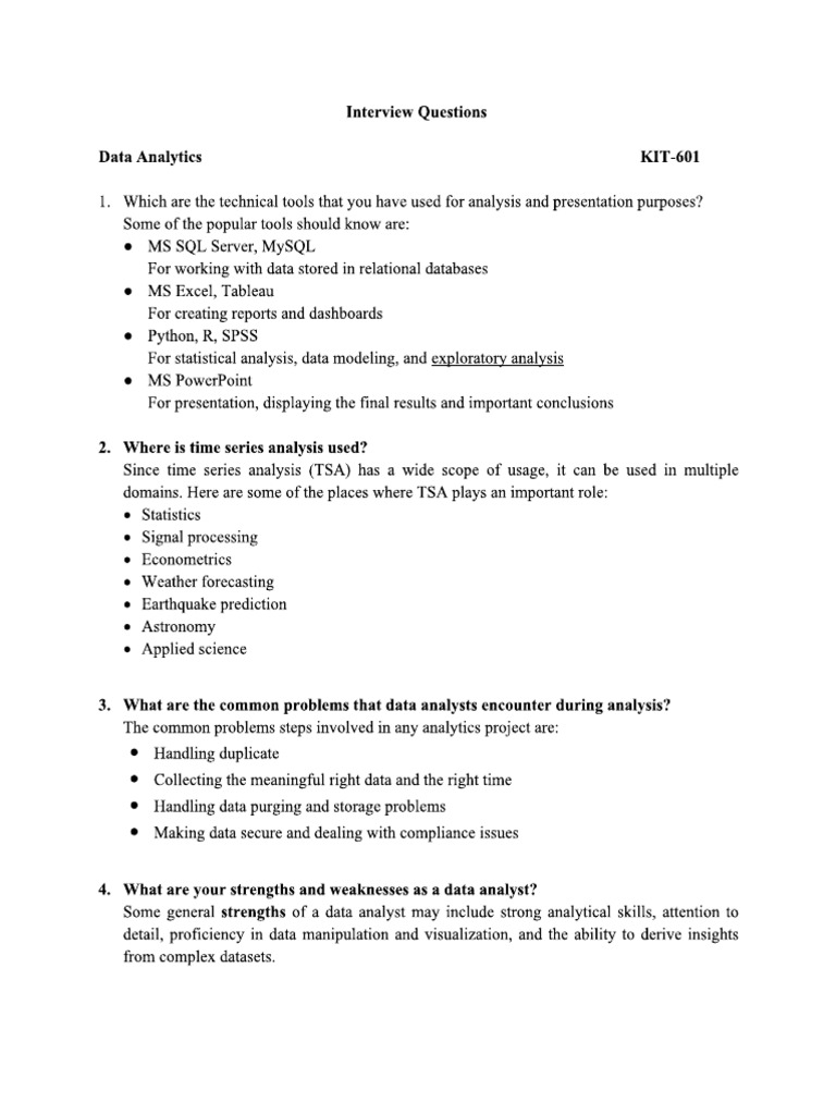 DA Interview Questions | PDF