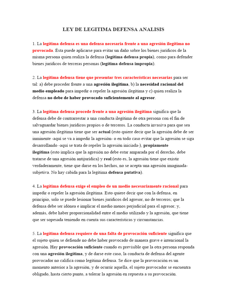 Ley De Legitima Defensa Analisis Legislacion Y Seguridad Privada