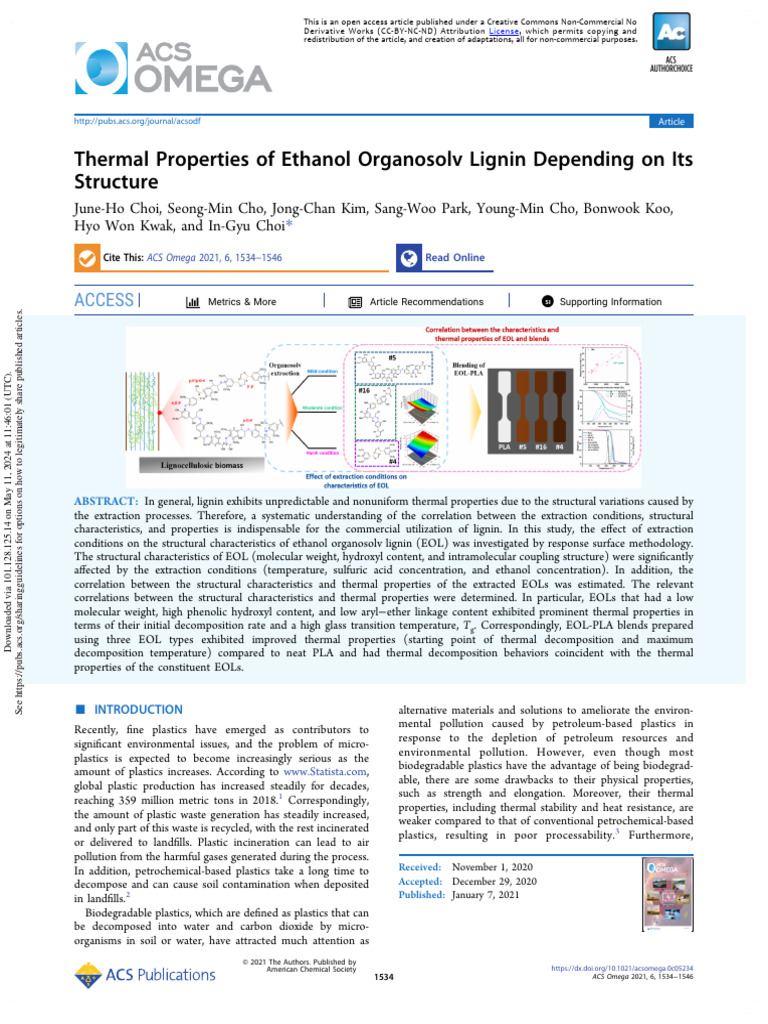 Thermal Properties of Ethanol Lignin | PDF | Lignin | Polymers