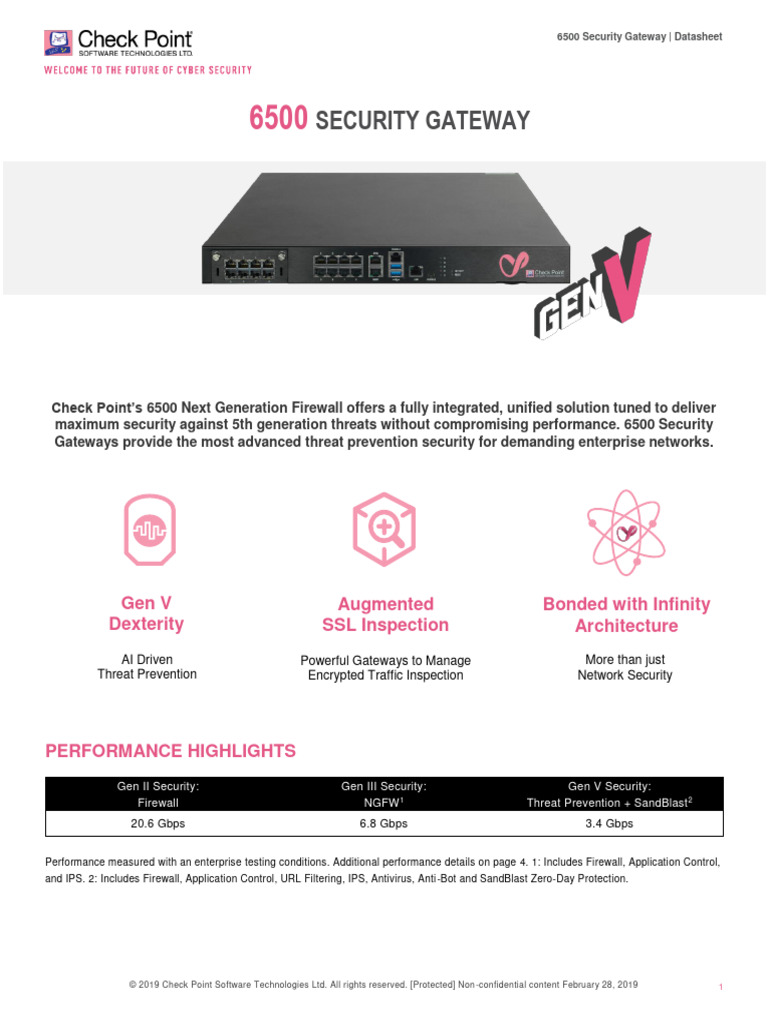 Check Point 6500 Security Gateway Datasheet | PDF | Firewall (Computing ...