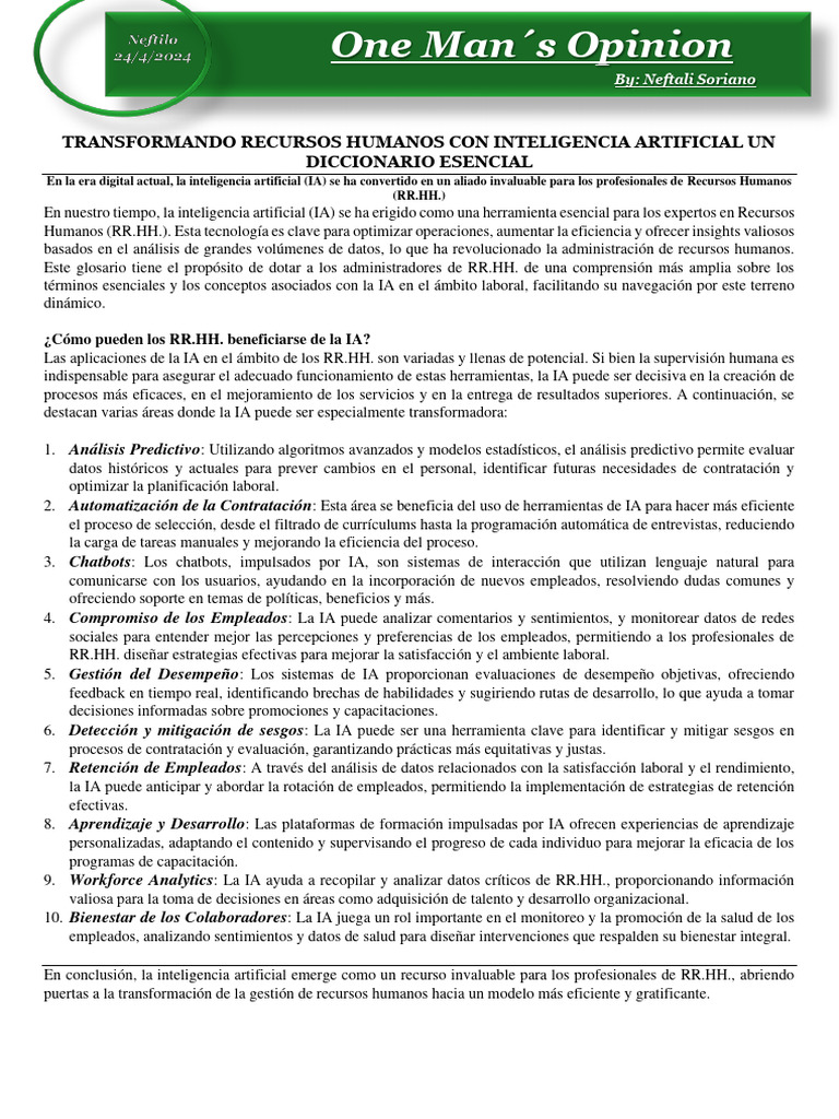 IA en Recursos Humanos: Glosario Esencial | PDF | Inteligencia ...