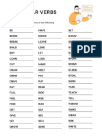 Past Simple Irregular Verbs List Worksheet in Yellow White Simple Style