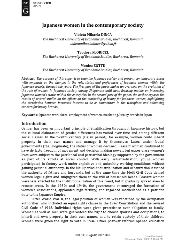 Japanese Women's Evolving Roles in Society | PDF | Luxury Goods | Japan