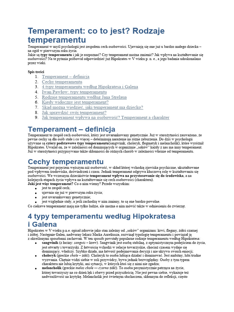 Temperament Pdf
