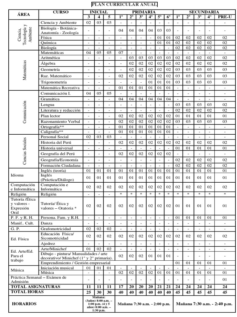 Plan Curricular Anual 2024 | PDF | Educación primaria | Educación de la ...