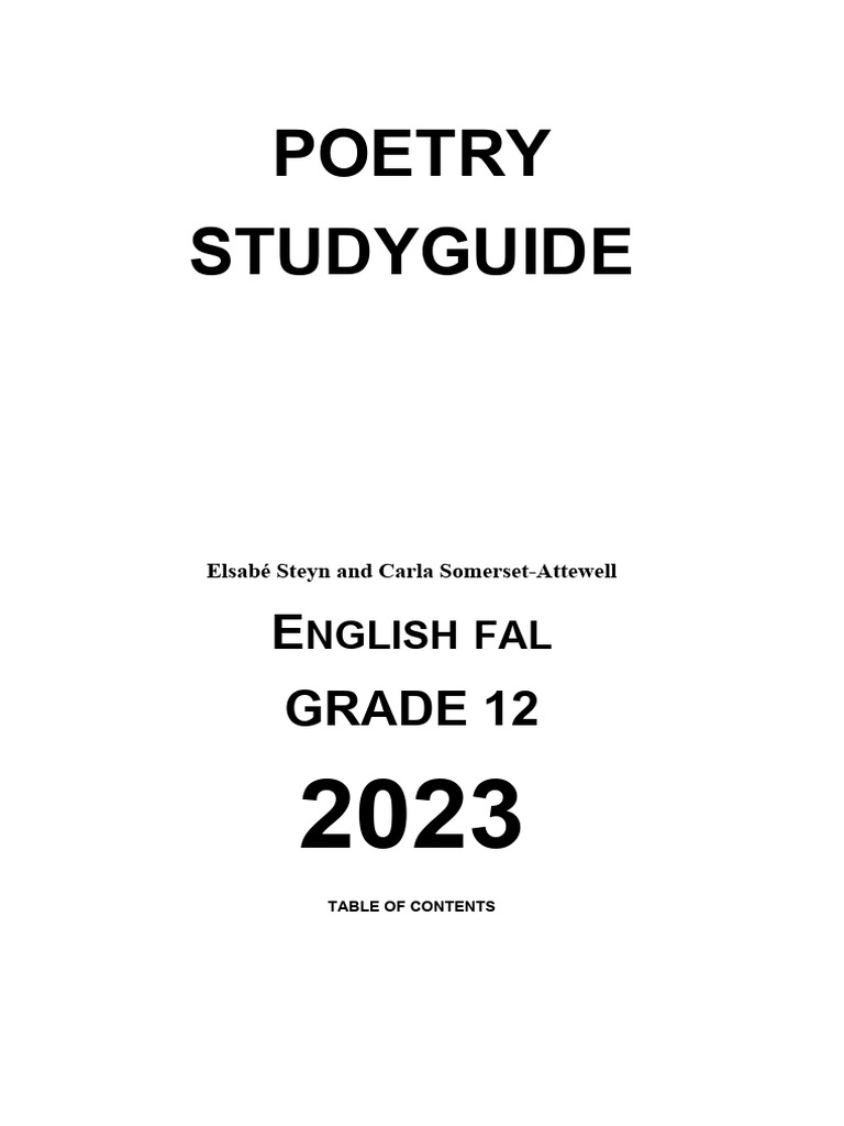 Grade 12 Poetry Study Guide 2023 | PDF | Poetry | Rhyme