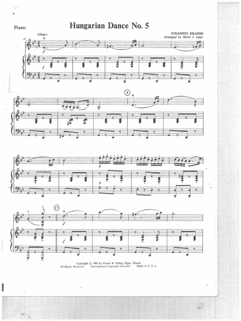 Hungarian Dance Nº5 Piano Pdf