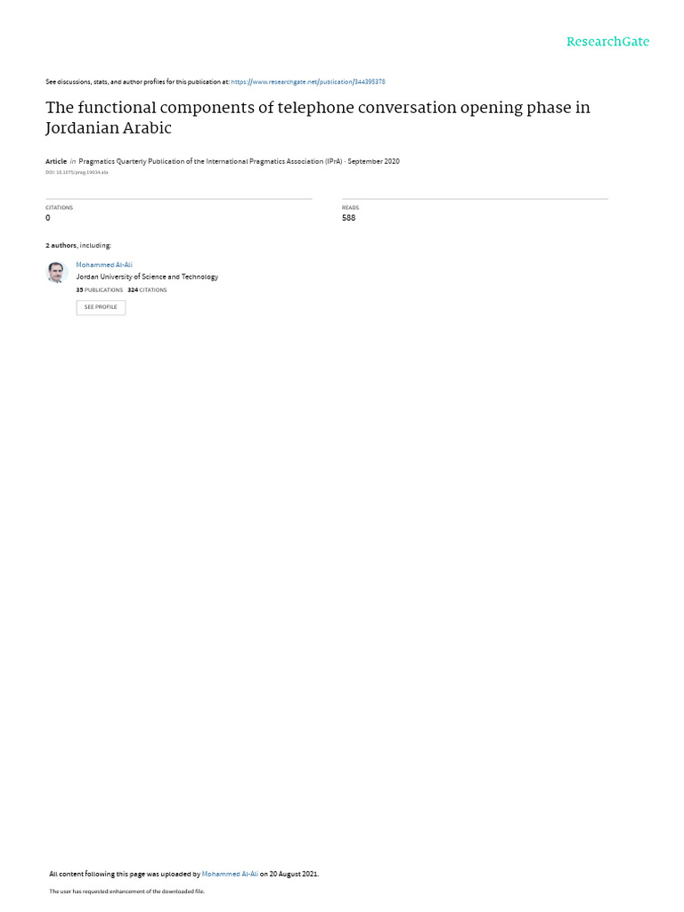The Functional Components of Telephone Conversation Open in Ings | PDF ...