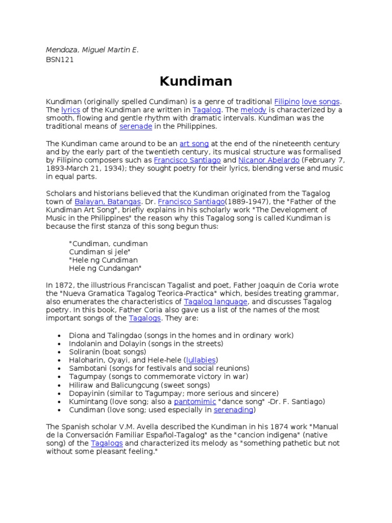 Kundiman Traditional Music Performing Arts