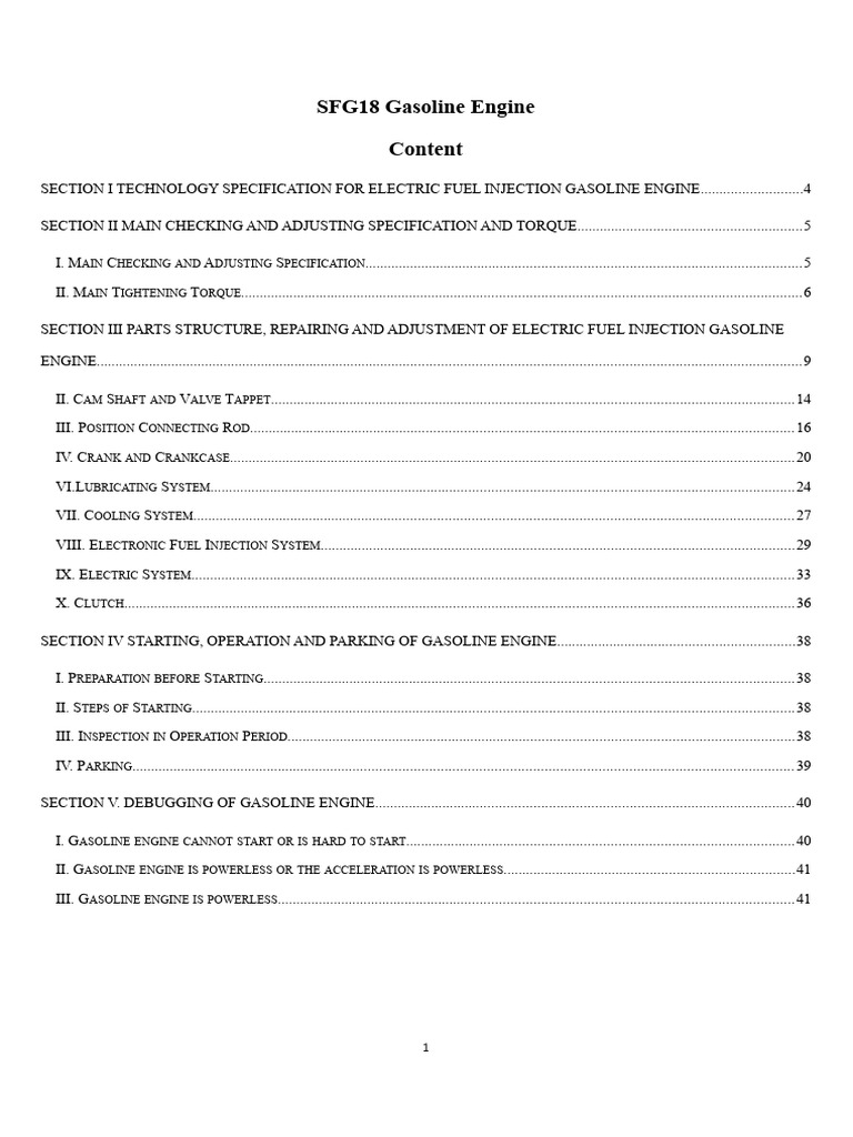 SFG18 Gasoline Engine Manual | PDF | Engines | Engineering Tolerance