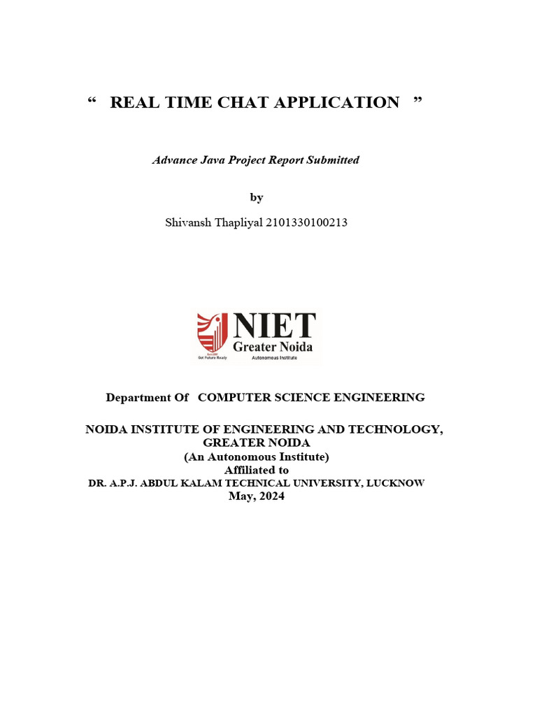 Real-Time Chat Application Overview | PDF | Internet | Software
