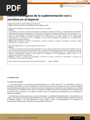 Suplementacin de L-carnitina en deporte | PDF