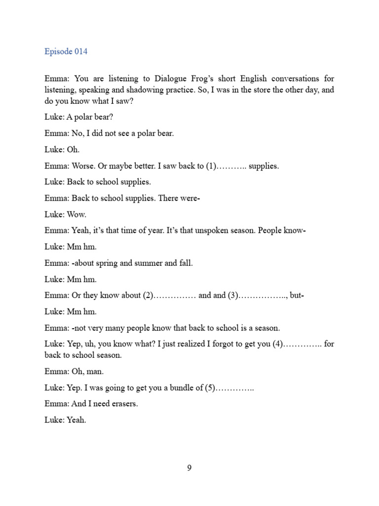 Back to School Conversations Practice | PDF