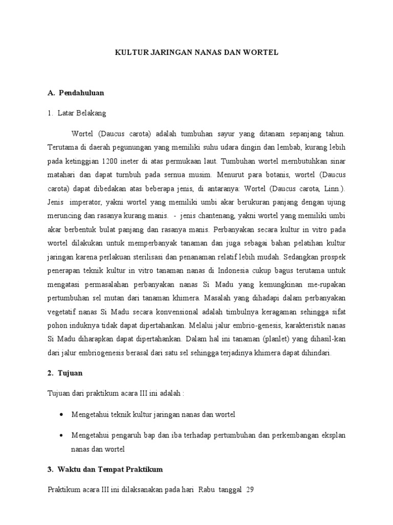 Kultur Jaringan Nanas Dan Wortel