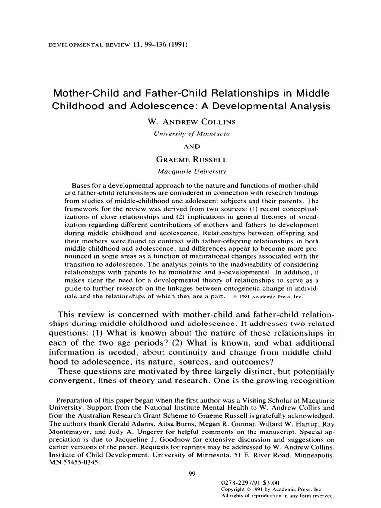 Mother Child and Father Child Relationsh | PDF | Attachment Theory ...