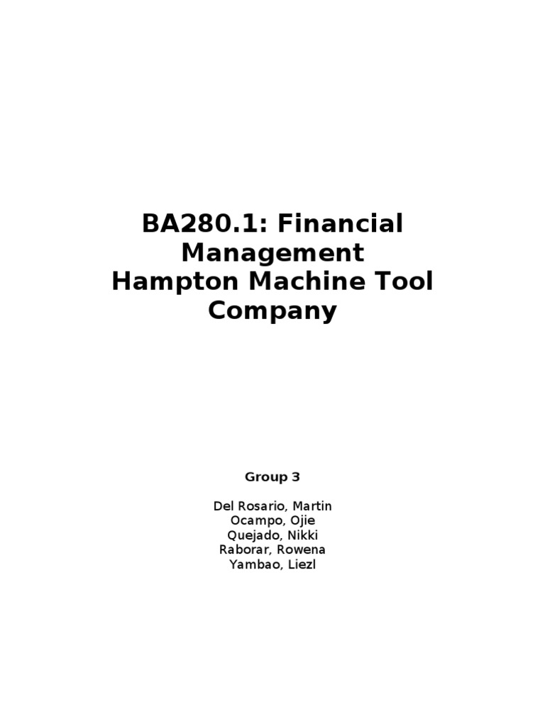 Hampton Machine Tool Co PDF Expense Interest